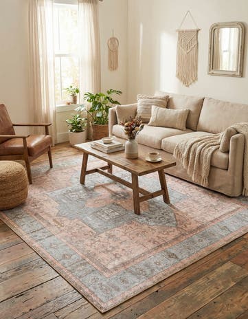 Light Brown Washable Timeless Square Rug
