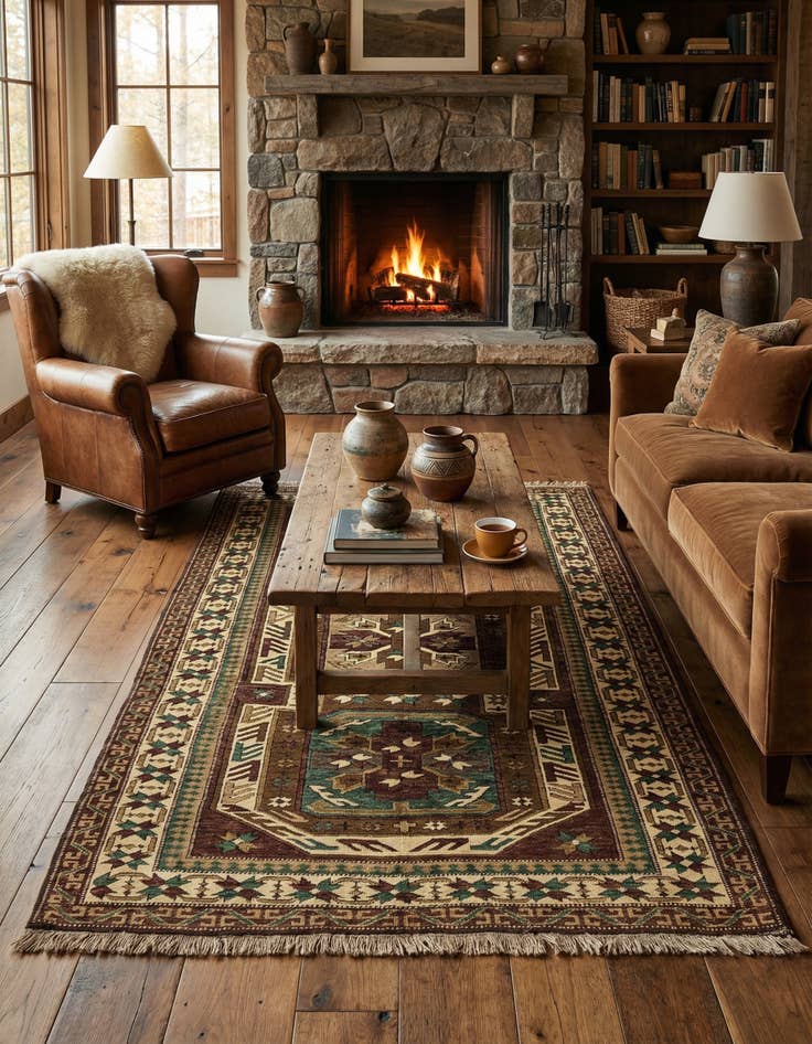 Detail image of 4' 5 x 6' 10 Hand Knotted Kars Wool Rug