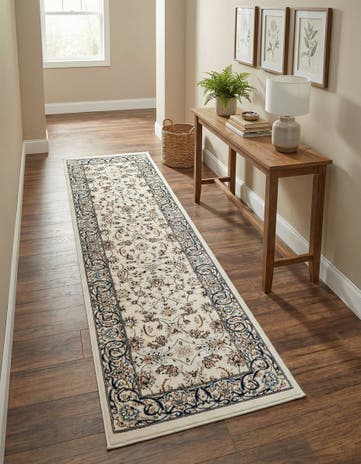 Ivory Nain Design Runner Rug
