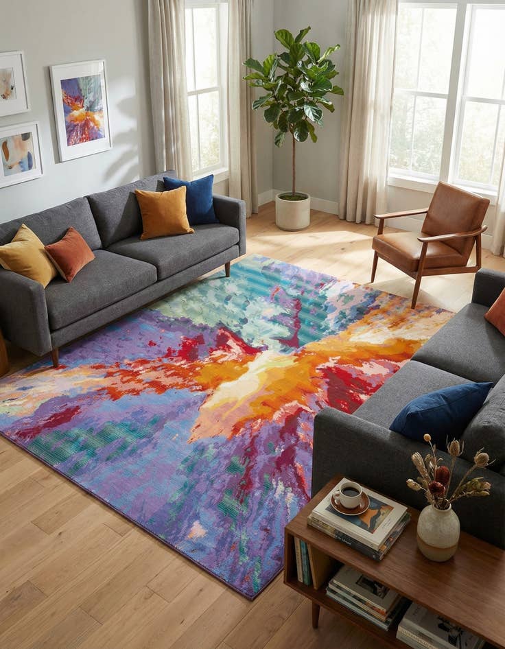 Detail image of 10' x 12'  Washable Modern Indoor / Outdoor Rug