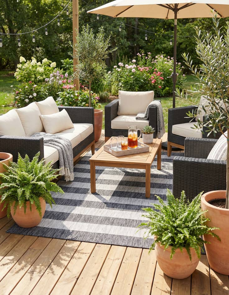 Detail image of 6' x 9'  Washable Striped Indoor / Outdoor Rug