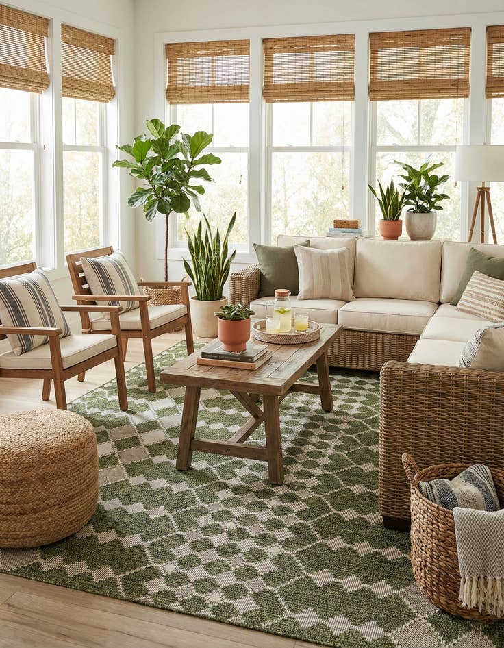 Detail image of 7' 10 x 11'  Washable Trellis Indoor / Outdoor Rug