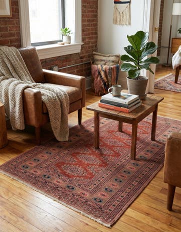3' 3 x 5' 1 Hand Knotted Torkaman Oriental Wool Rug