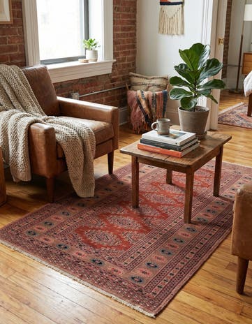 3' 3 x 5' 1 Hand Knotted Torkaman Oriental Wool Rug