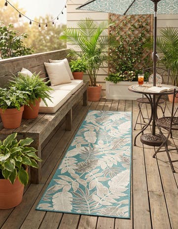2' 2 x 8' Easy-Clean Botanical Indoor / Outdoor Runner Rug