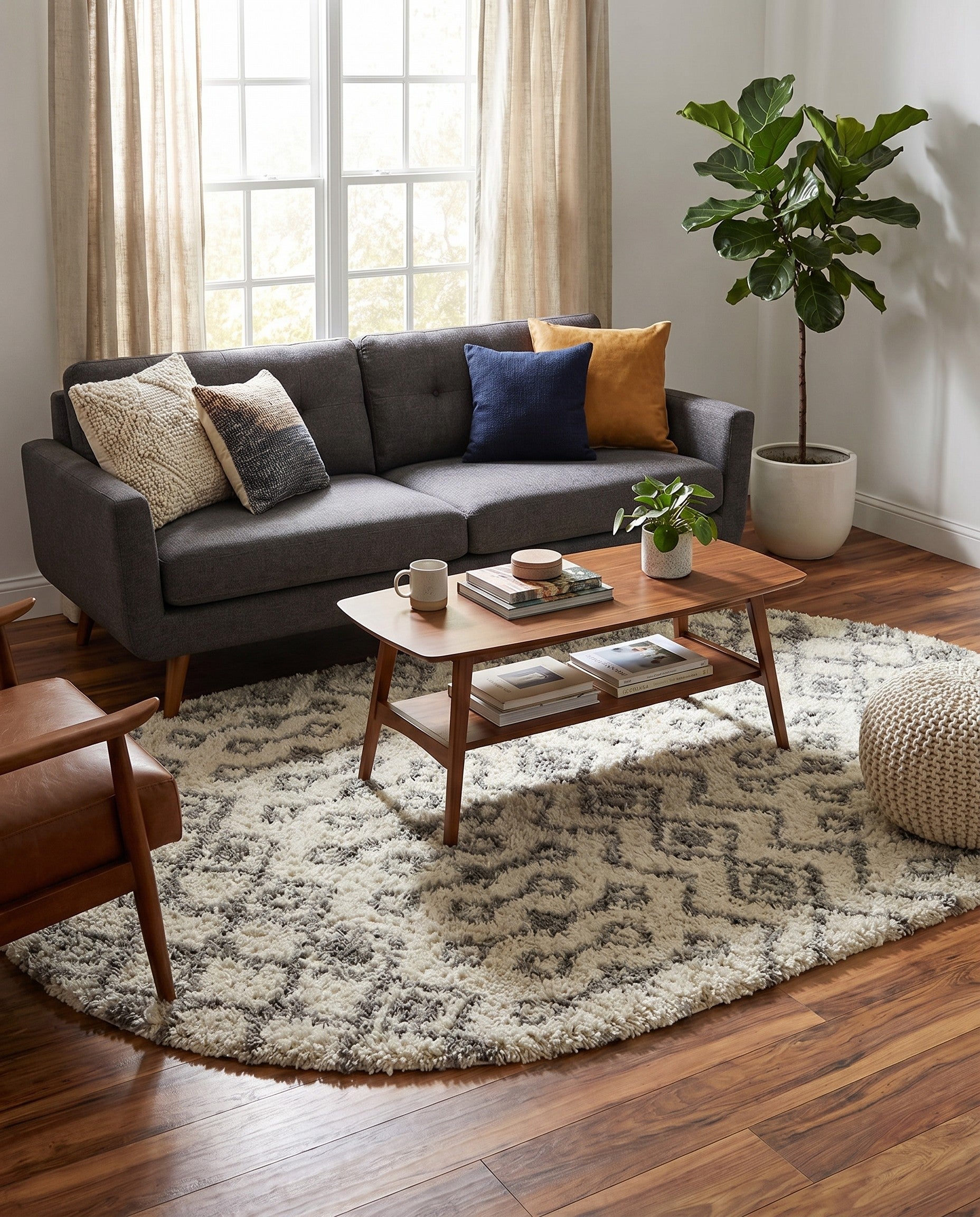 5' 3 x 8' Moroccan Trellis Shag Oval Rug