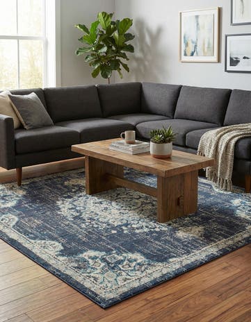 Navy Blue Madeline Square Rug