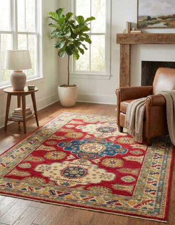 5' 9 x 7' 8 Hand Knotted Kazak Rug