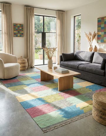 6' 7 x 9' 4 Hand Woven Kilim Modern Wool Rug