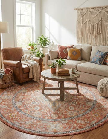 Brick Red Lola Round Rug