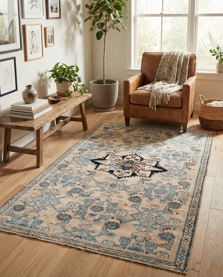 Detail image of 3' 2 x 5' 8 Hand Knotted Ultra Vintage Persian Wool Rug