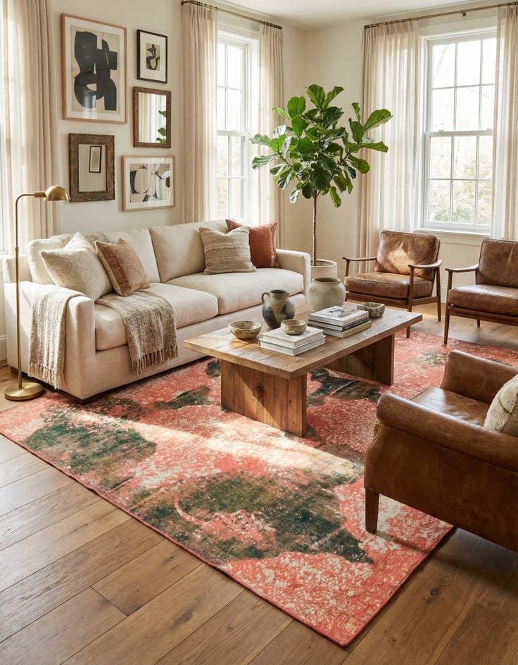 Detail image of  8' x 8' 8  Hand Knotted Ultra Vintage Persian Wool Square Rug