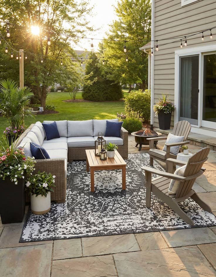 Detail image of 10' x 14'  Washable Traditional Indoor / Outdoor Rug