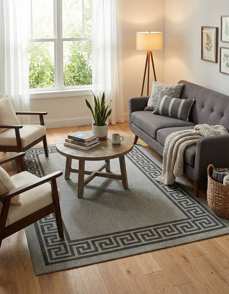 Detail image of 6' x 9'  Washable Border Indoor / Outdoor Rug