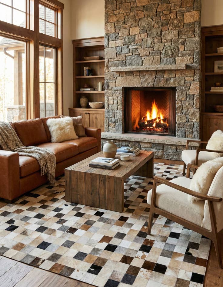 Detail image of  8' x 9' 11 Cowhide Stocks Rug