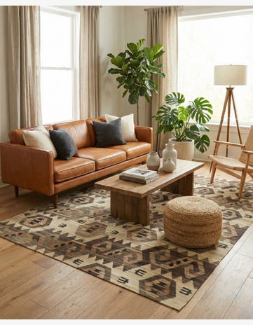5' 5 x 7' Hand Woven Kilim Modern Wool Rug