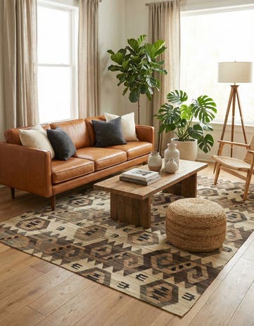 5' 5 x 7' Hand Woven Kilim Modern Wool Rug