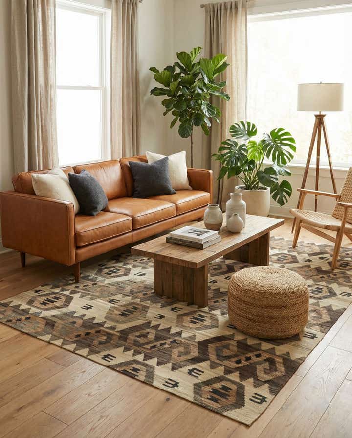 5' 5 x 7' Hand Woven Kilim Modern Wool Rug