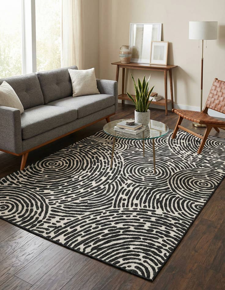 Detail image of  5' 3 x 8'  Washable Modern Indoor / Outdoor Rug