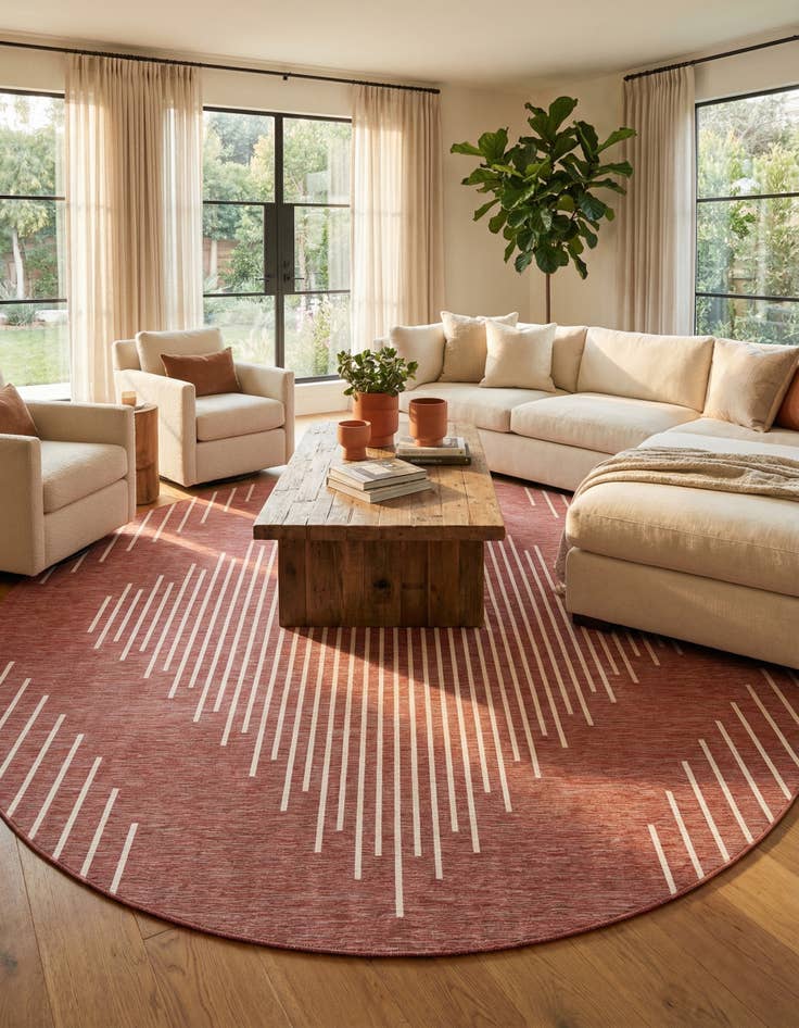 Detail image of  13' x 13'  Washable Modern Indoor / Outdoor Round Rug