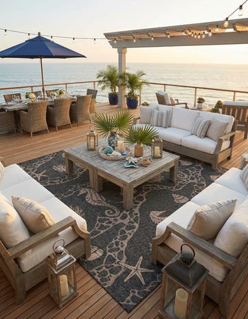 13' x 13' Easy-Clean Coastal Indoor / Outdoor Square Rug