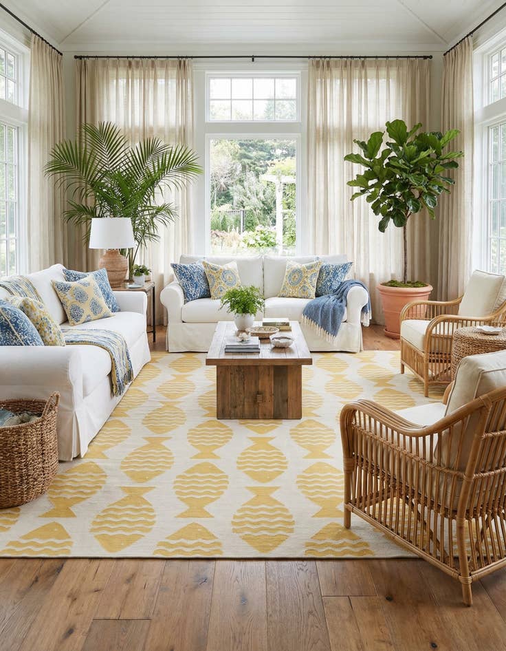 Detail image of 13' x 13'  Washable Coastal Indoor / Outdoor Square Rug