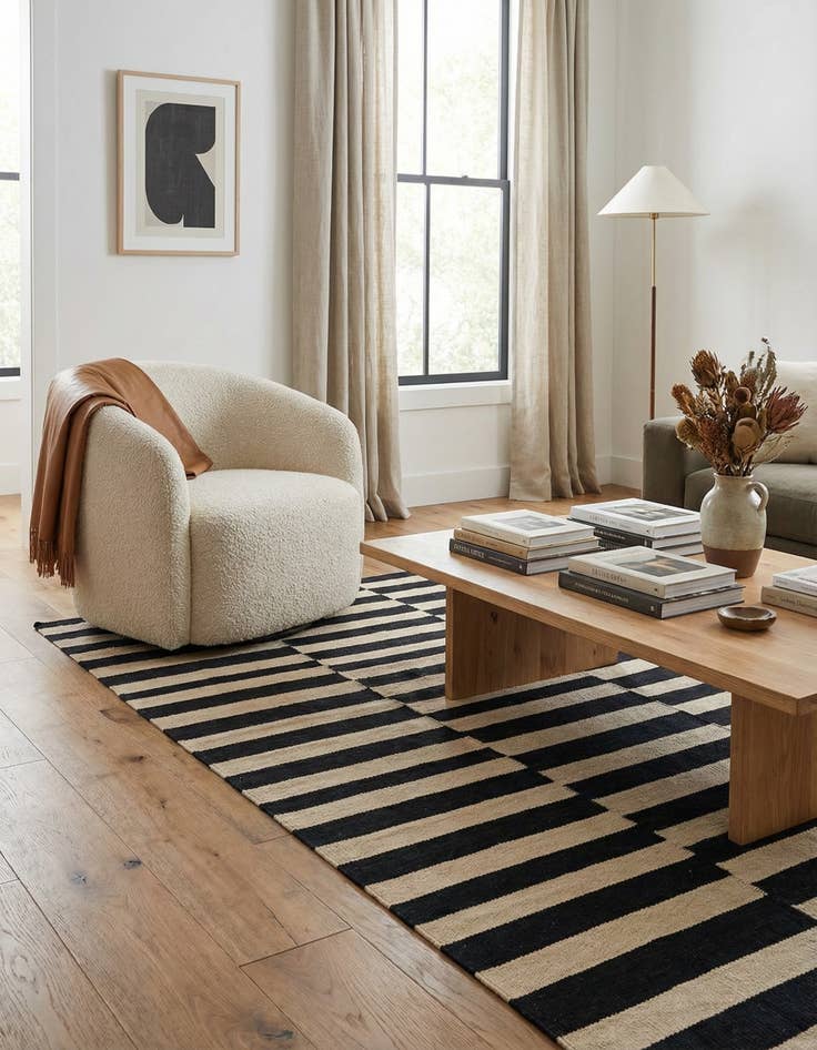 Detail image of 3' 4 x 4' 10  Hand Woven Kilim Modern Wool Rug