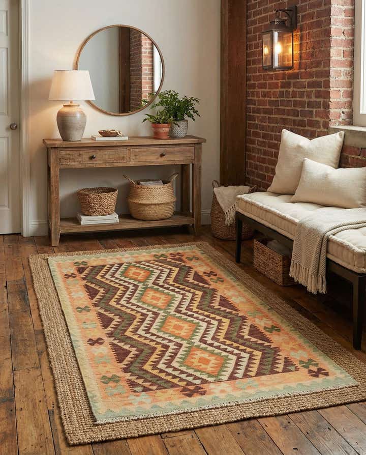2' 10 x 5' Hand Woven Kilim Waziri Wool Rug