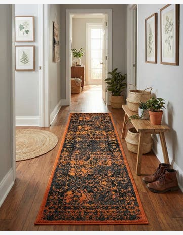 Terracotta and Black Ankara Runner Rug