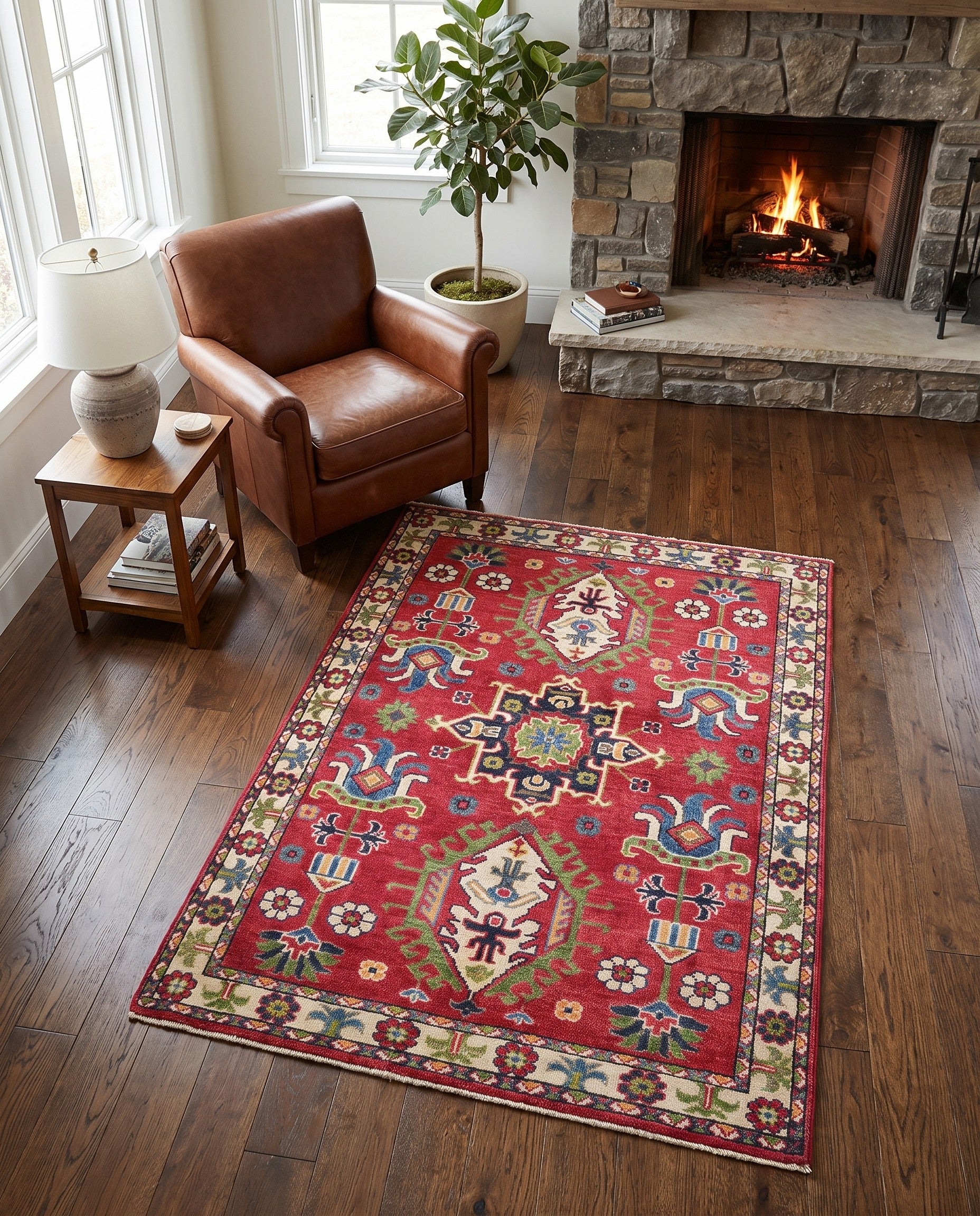 3' 3 x 4' 7 Hand Knotted Kazak Rug