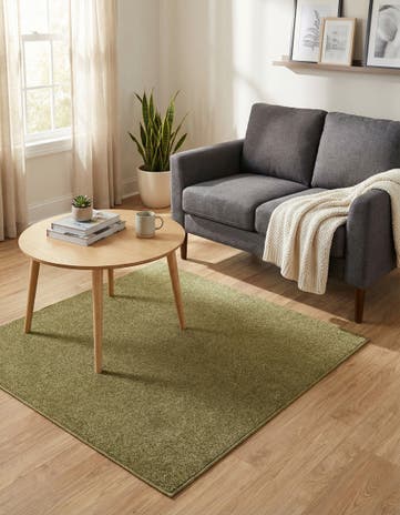 Fem Green Everyday Solid Square Rug