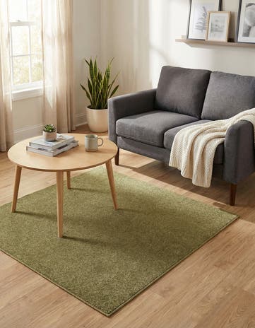 Fem Green Everyday Solid Square Rug