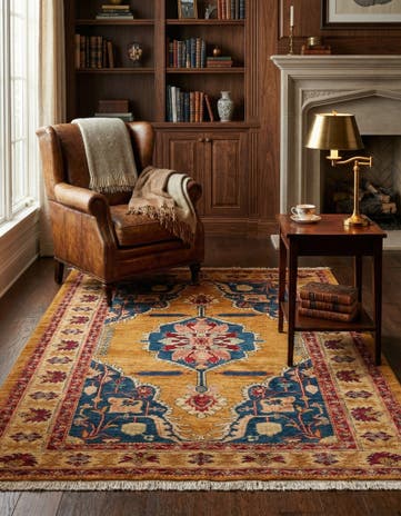 4' 11 x 6' 10 Hand Knotted Ziegler Wool Rug