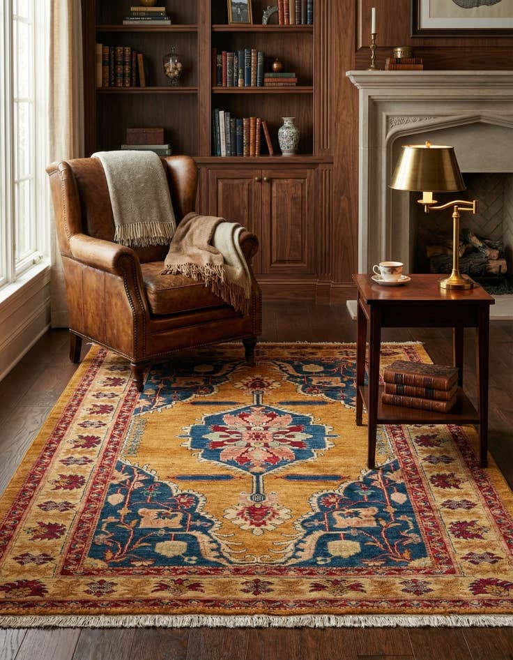 Detail image of  4' 11 x 6' 10  Hand Knotted Ziegler Wool Rug