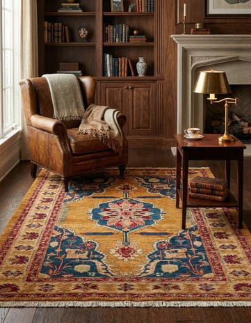 4' 11 x 6' 10 Hand Knotted Ziegler Wool Rug