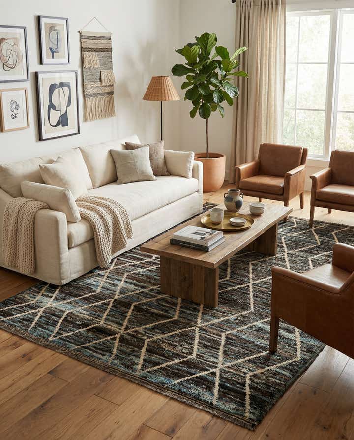 5' 7 x 7' 8 Hand Knotted Moroccan Wool Rug