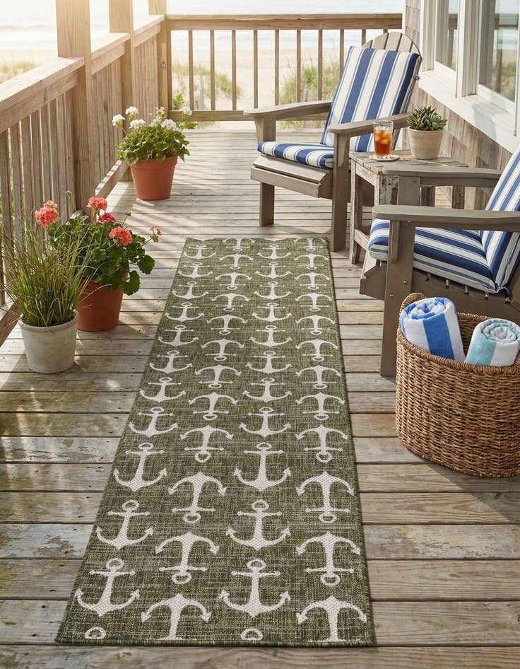 Detail image of 2' 7 x 12'  Washable Coastal Indoor / Outdoor Runner Rug
