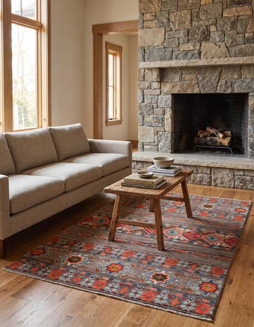 4' 2 x 5' 11 Hand Knotted Kazak Rug