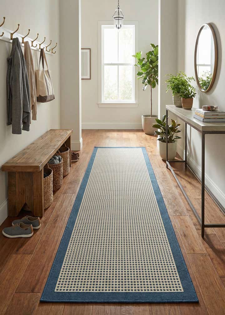 2' 7 x 12' Easy-Clean Border Indoor / Outdoor Runner Rug