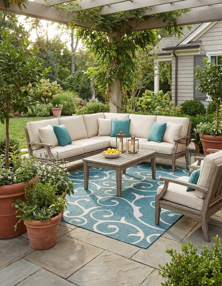 Detail image of 10' 8 x 10' 8  Washable Botanical Indoor / Outdoor Square Rug