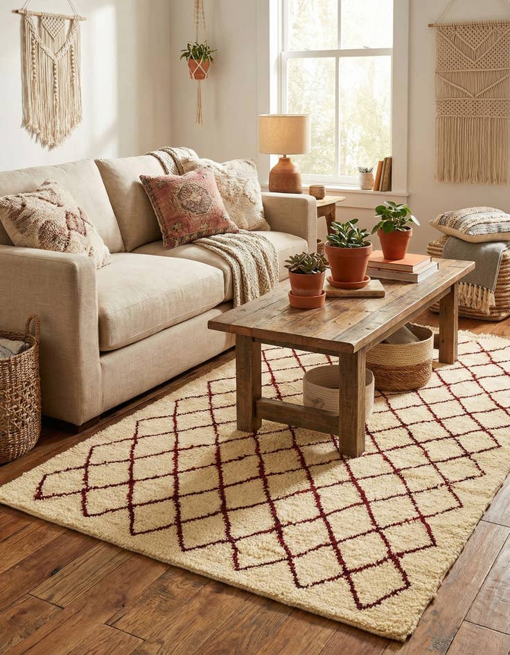 Detail image of 3' 6 x 5'  Hand Knotted Moroccan Wool Rug