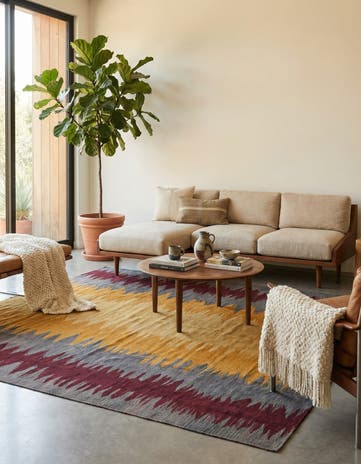 7' 1 x 7' 1 Hand Woven Kilim Modern Wool Square Rug