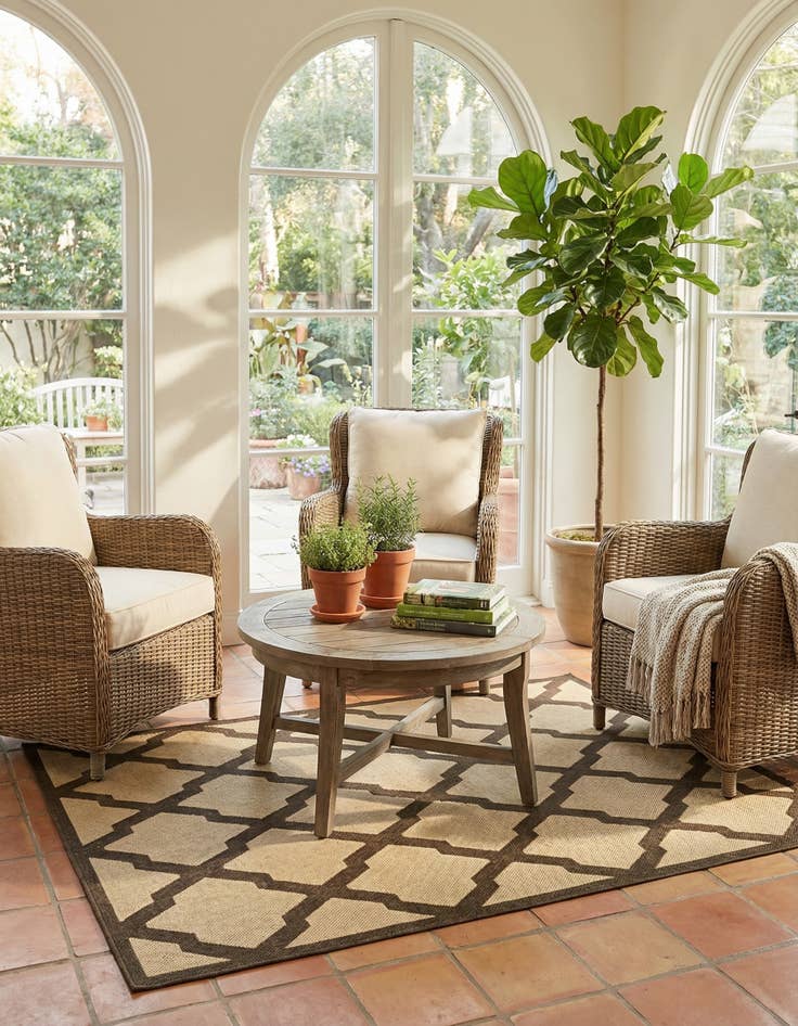 Detail image of 5' x 7' 6  Washable Trellis Indoor / Outdoor Rug