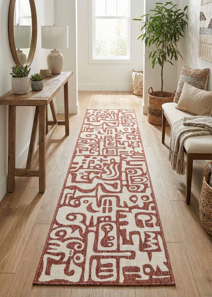 2' 7 x 12' Easy-Clean Modern Indoor / Outdoor Runner Rug
