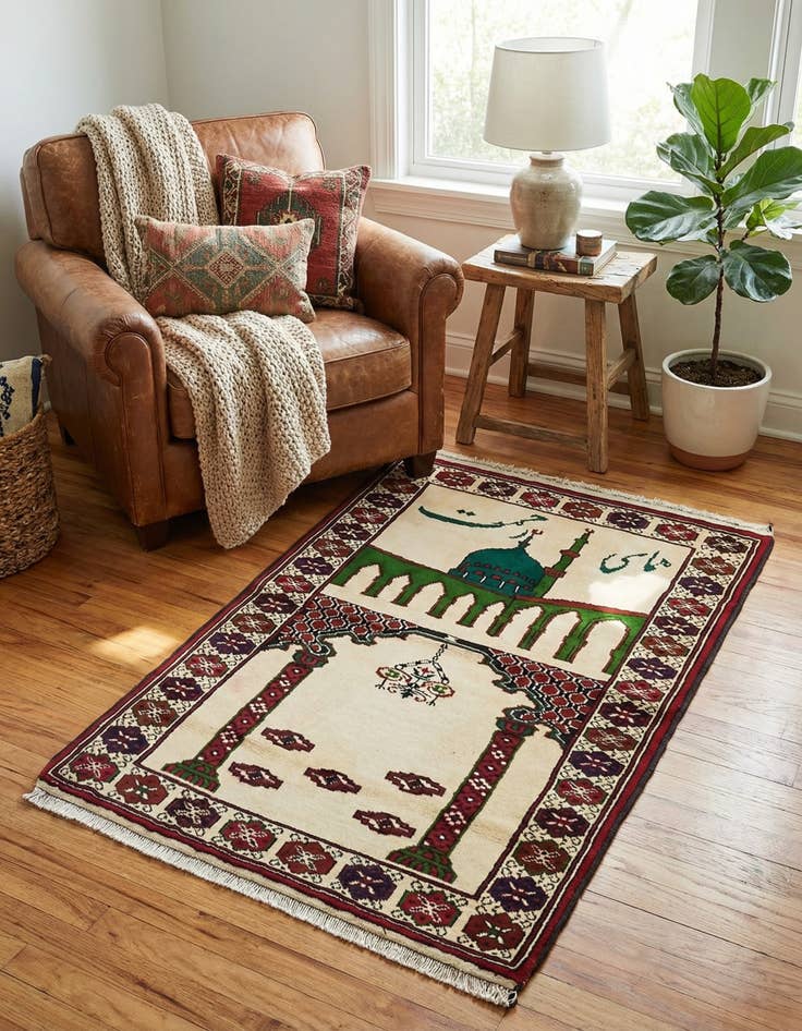 Detail image of  2' 7 x 3' 10  Hand Knotted Balouch Persian Wool Rug