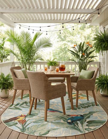 5' 3 x 8' Easy-Clean Botanical Indoor / Outdoor Oval Rug