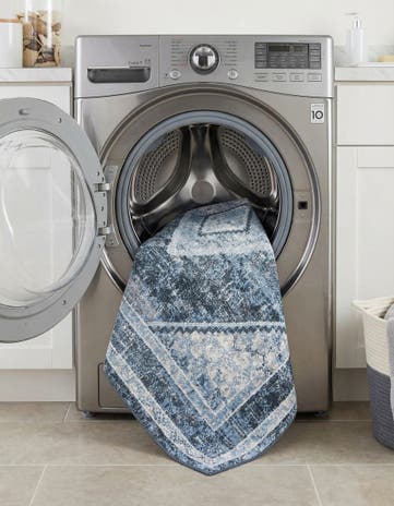 Navy Blue Kamala Washable Square Rug