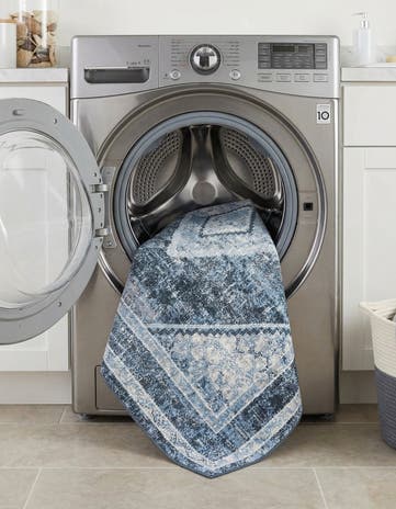 Navy Blue Kamala Washable Square Rug