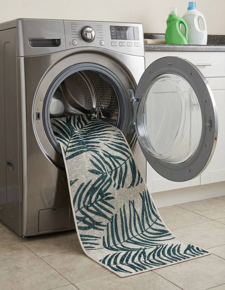 Detail image of  2' 6 x 8' 4  Washable Botanical Indoor / Outdoor Runner Rug