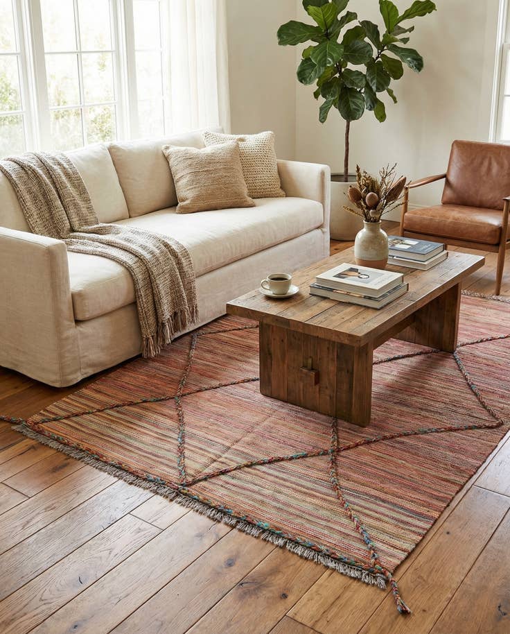 Detail image of 4' 10 x 6' 2 Hand Knotted Moroccan Wool Rug